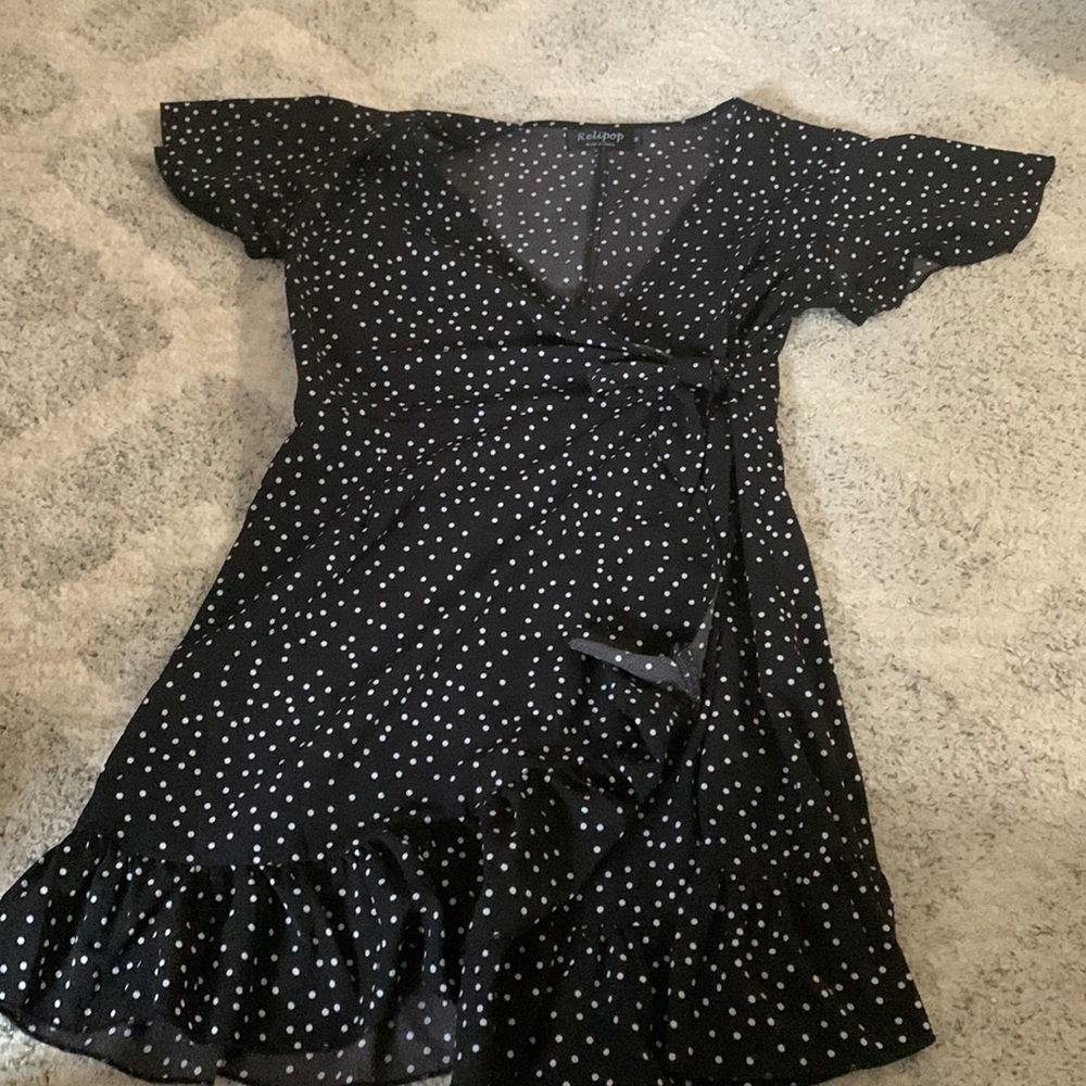 Black and white wrap dress